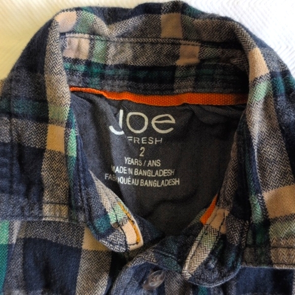 joe fresh x jcpenney plaid cotton flannel button down shirt 2T toddler boys - Picture 3 of 6